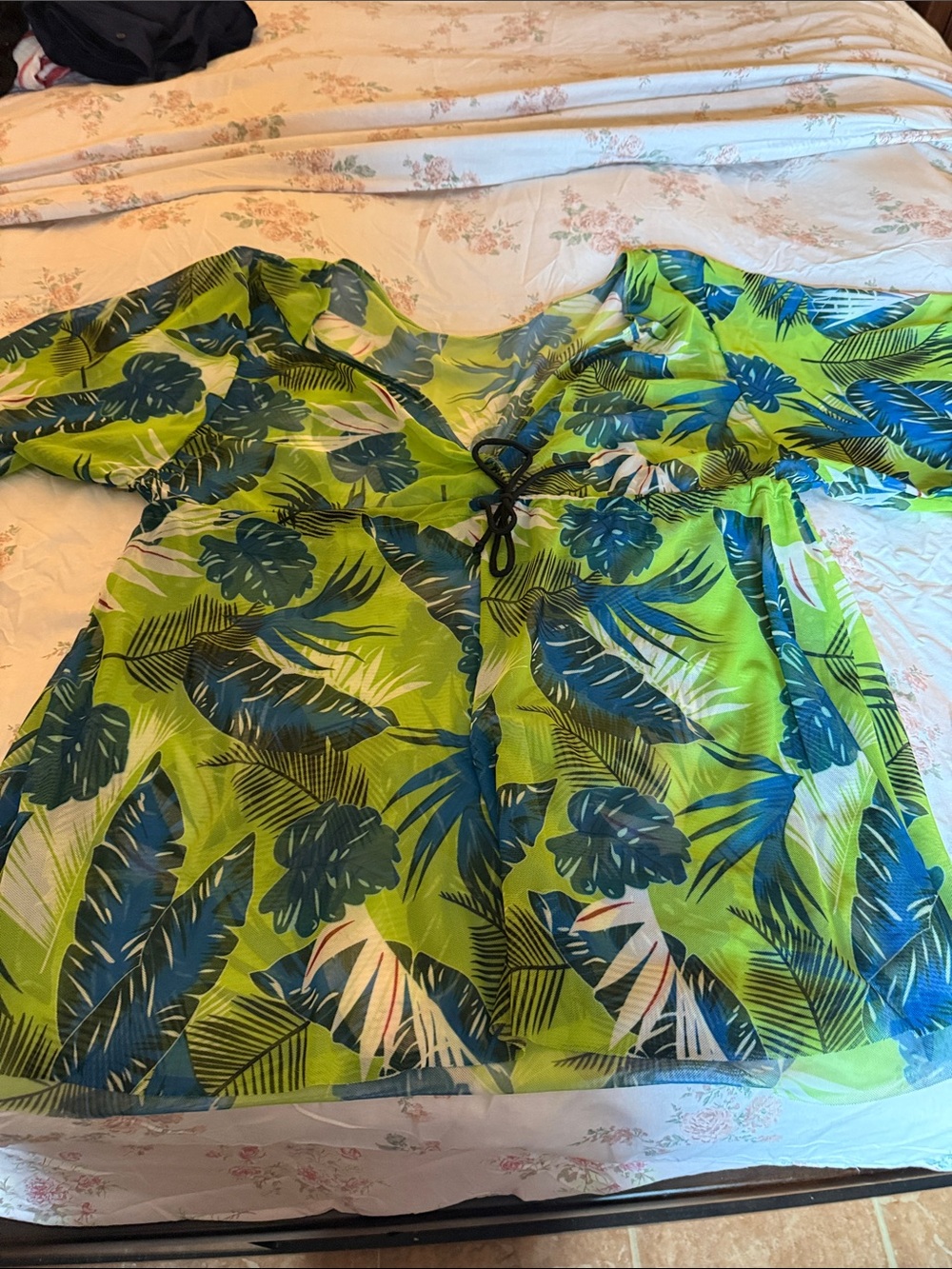 Tropical Leaf Green Tunic Top